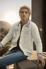 Primark Unisex Tiger Embroidered Reflective Stripes Baseball Varsity Fleece Jacket Men's Jacket HAS Apparel 