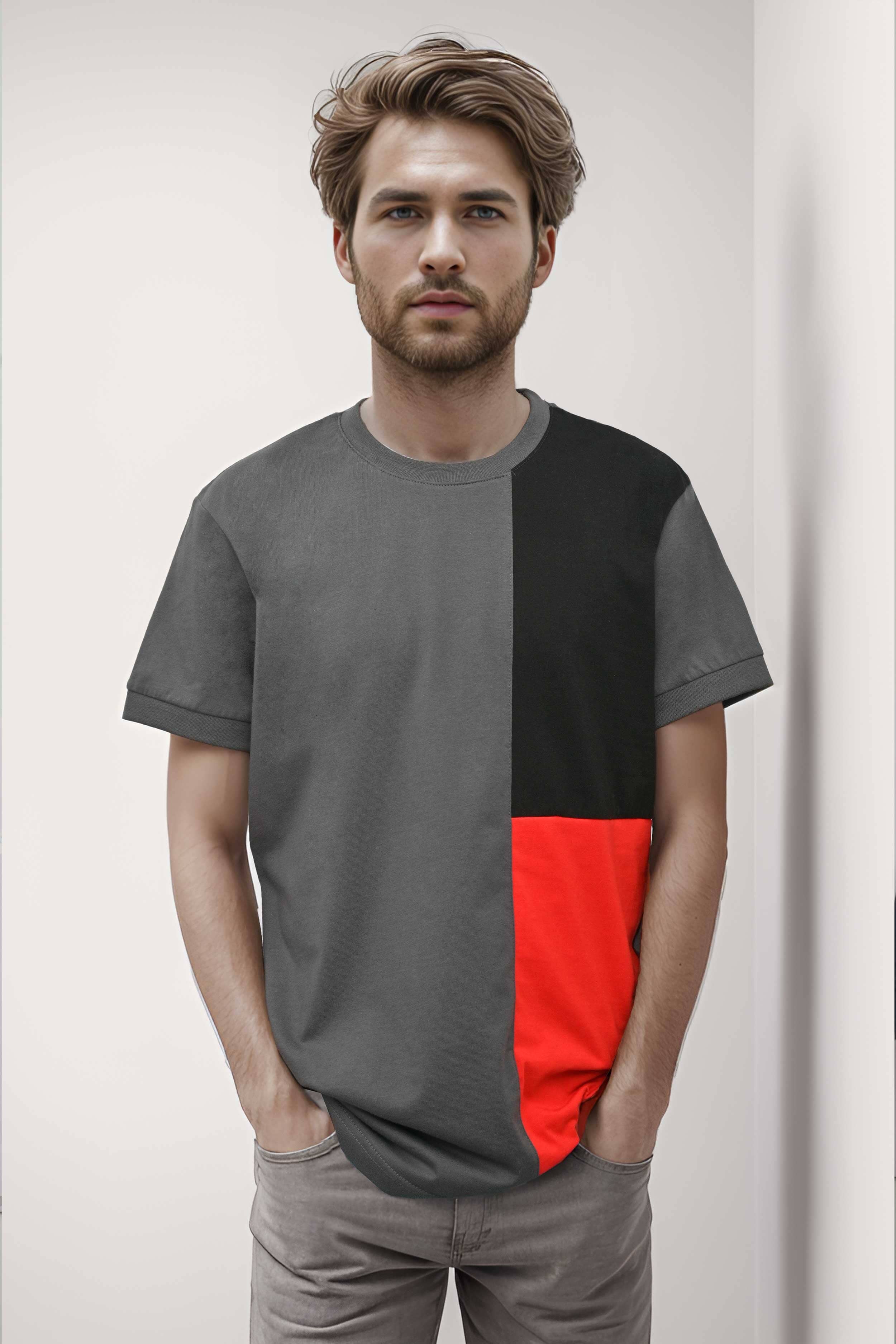Polo Republica Men's Double Contrast Panel Short Sleeve Tee Shirt Men's Tee Shirt Polo Republica 