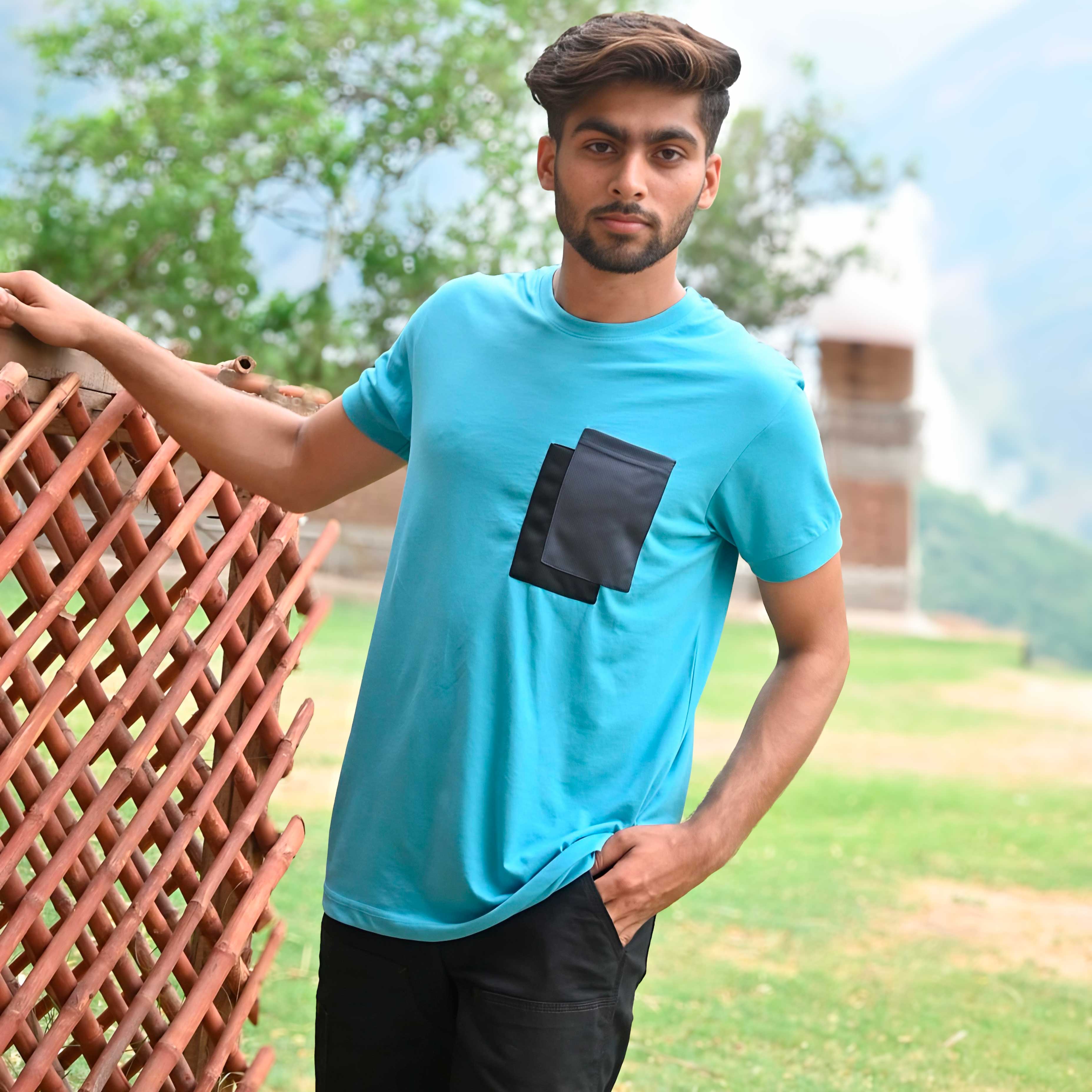 Polo Republica Men's Contrast Pocket Crew Neck Minor Fault Tee Shirt Men's Tee Shirt Polo Republica Aqua S 