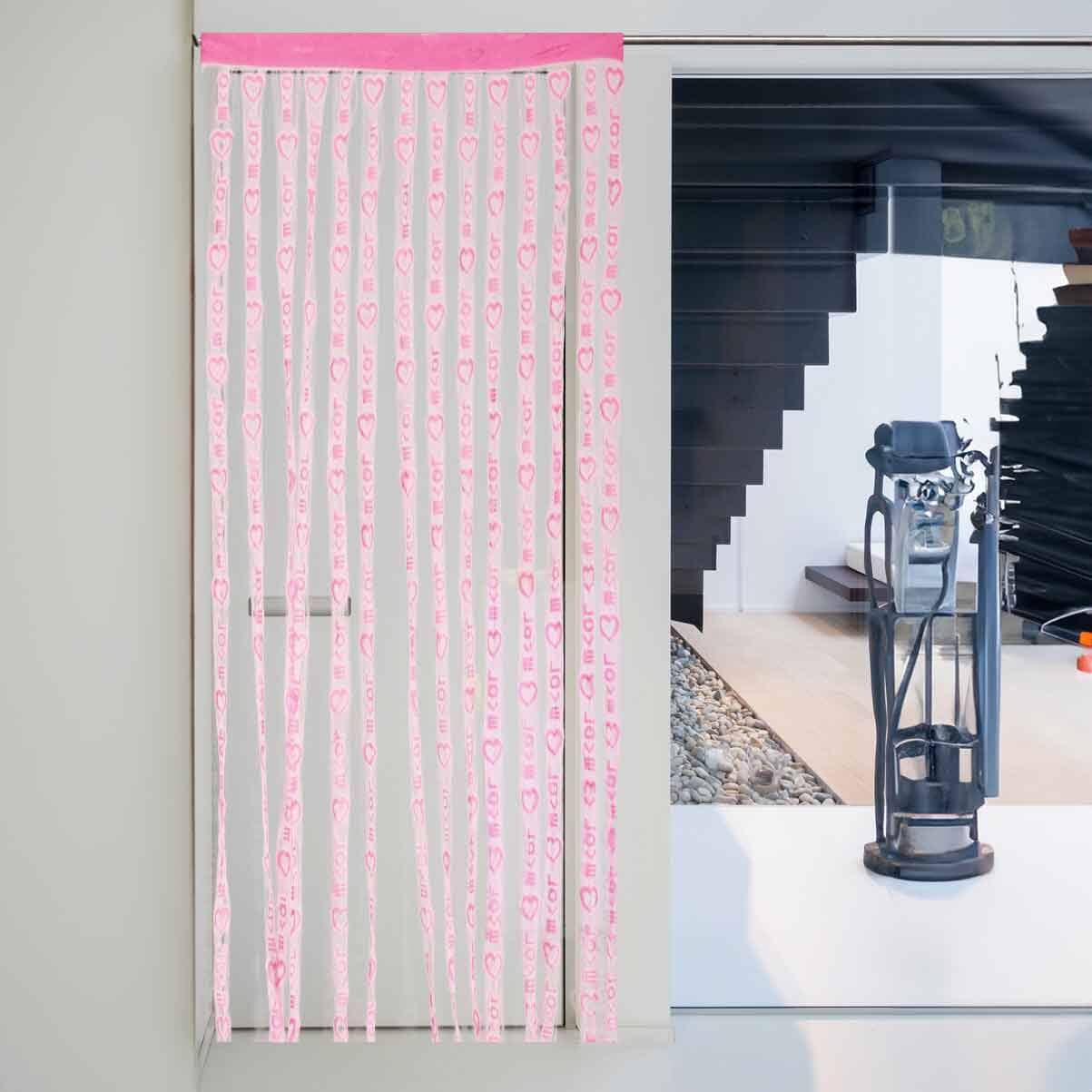 Love Heart Pattern Line String Window Curtains Curtain RAM Pink 
