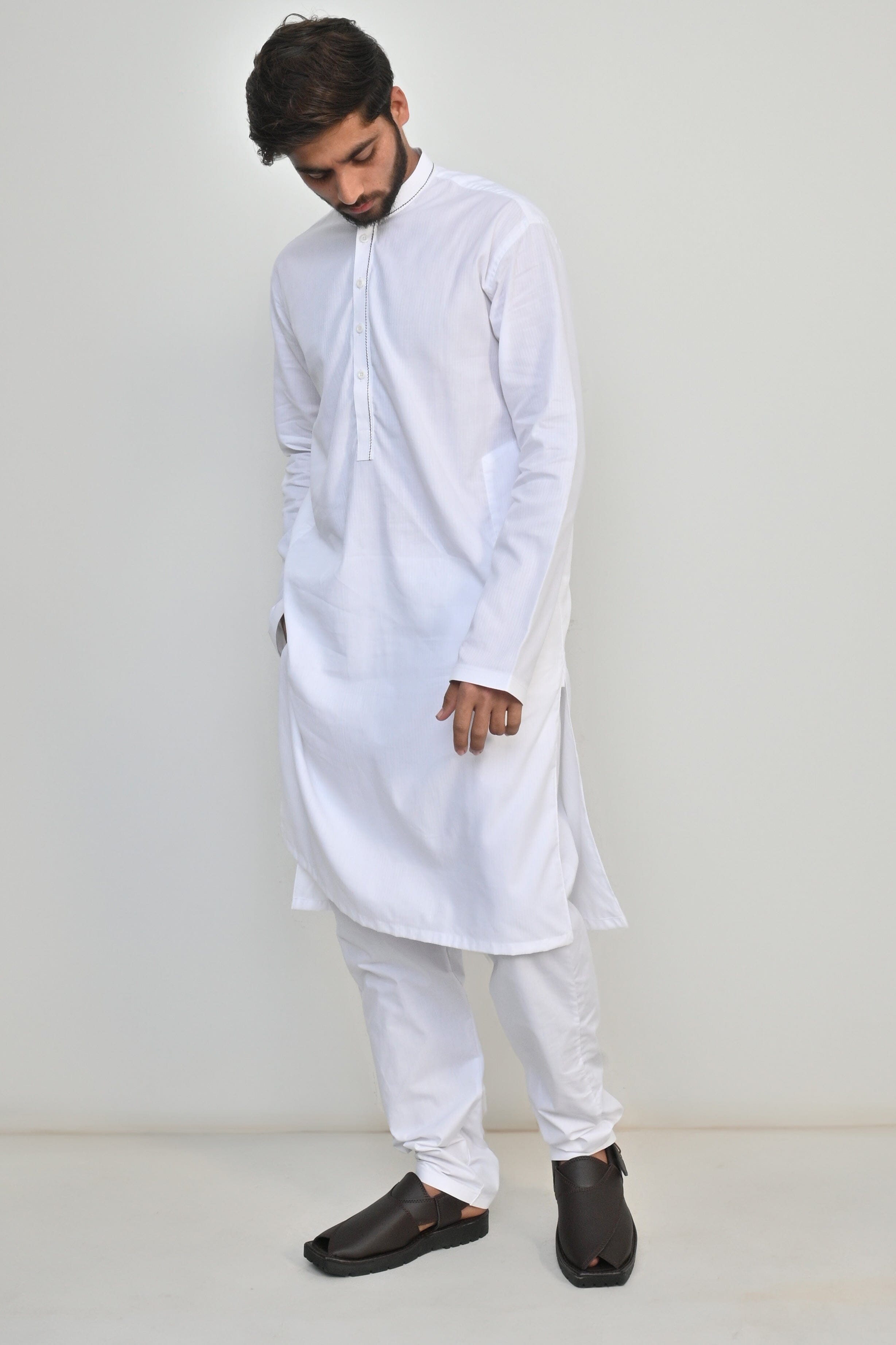 Hud Hud Men's Leeds Mandarin Collar Stitched Suit Kurta With Trouser Men's Suit MHJ 