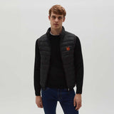 The Burnt Soul Men's Flame Crest Embroidered Sleeveless Puffer Gilet