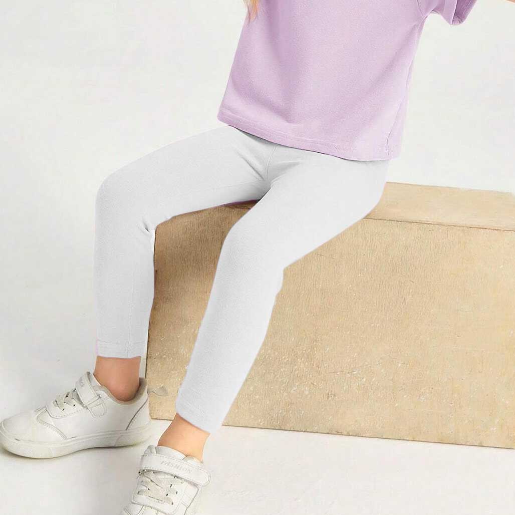 Terez Girl's Solid Comfortable Rib Minor Fault Leggings Girl's Trousers IBT White 12-18 Months 