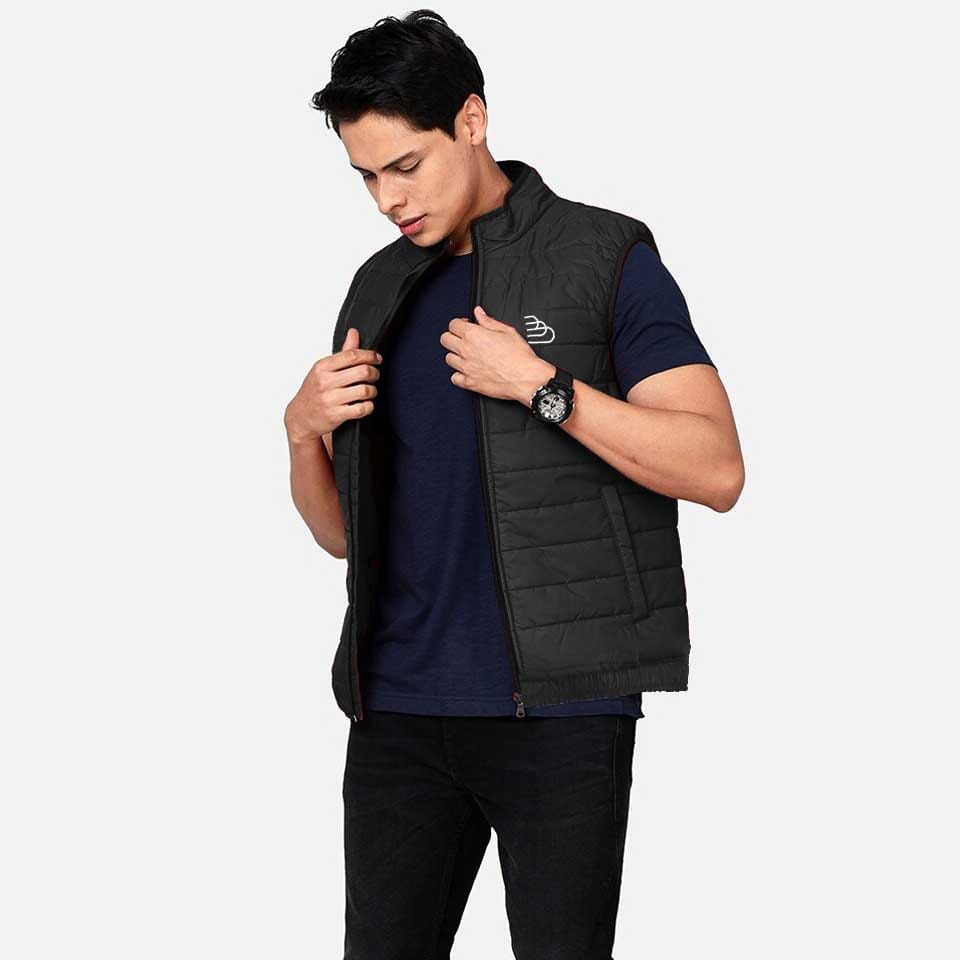 The Burnt Soul Men's Logo Embroidered Minor Fault Sleeveless Puffer Gilet Men's Gilet IBT Black S 