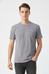 Men's Dry Fit Self Textured Dual-Striped Tee Shirt
