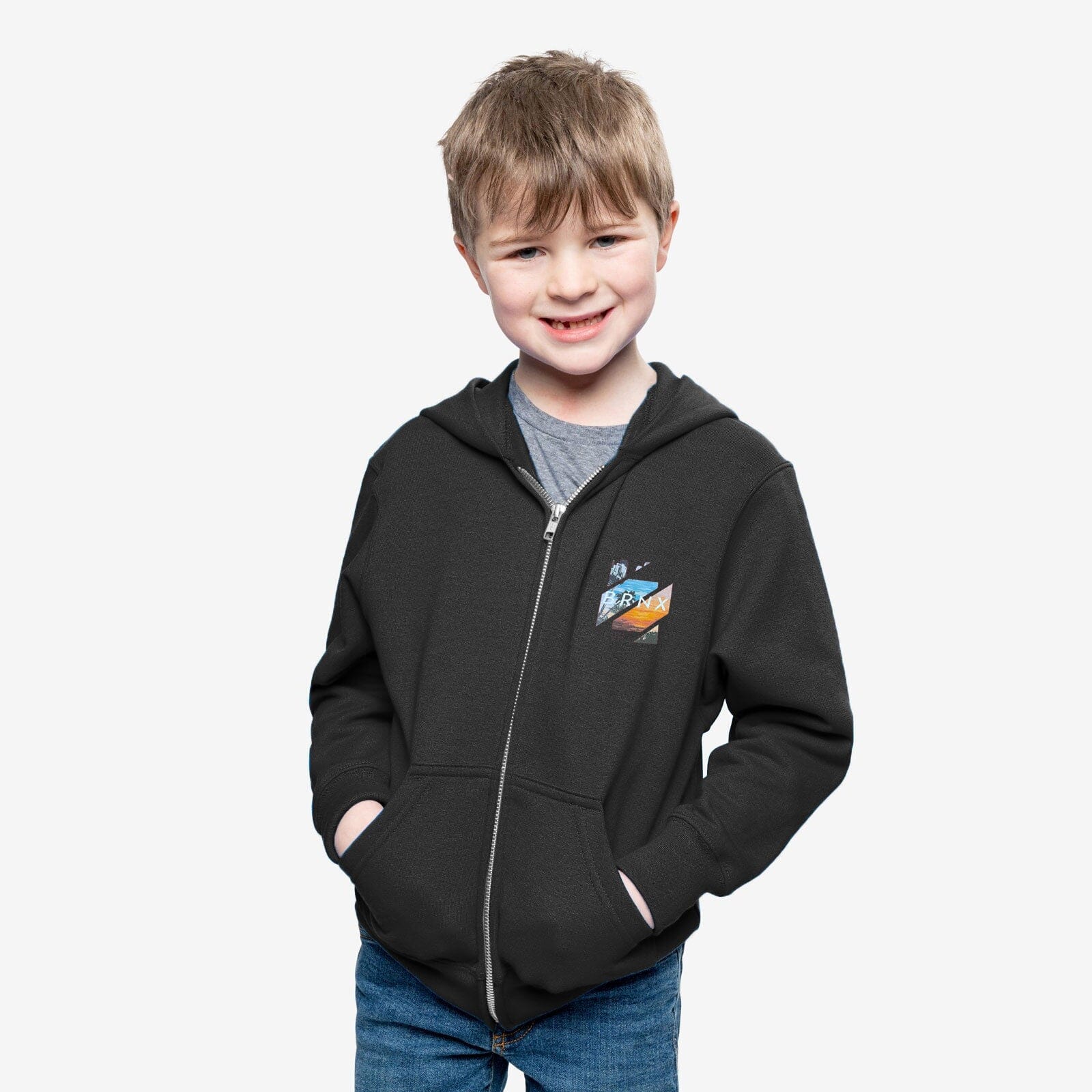 Independent Kid's Brnx Printed Zipper Fleece Hoodie kid's Zipper Hoodie SNR Black XS(4-5 Years) 
