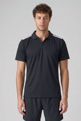 Men's Shoulder Striped Johnny Collar Polo Shirt