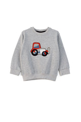 Tiny Teen Kid's Tractor Applique Fleece Sweat Shirt