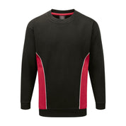 Men's Contrast Side Panel Crew Neck Minor Fault Sweat Shirt Men's Sweat Shirt image Black Red S