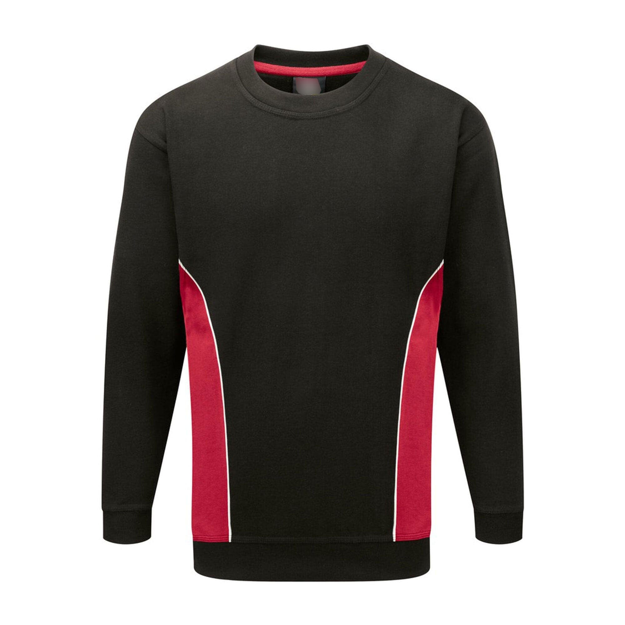 Men's Contrast Side Panel Crew Neck Minor Fault Sweat Shirt Men's Sweat Shirt image Black Red S