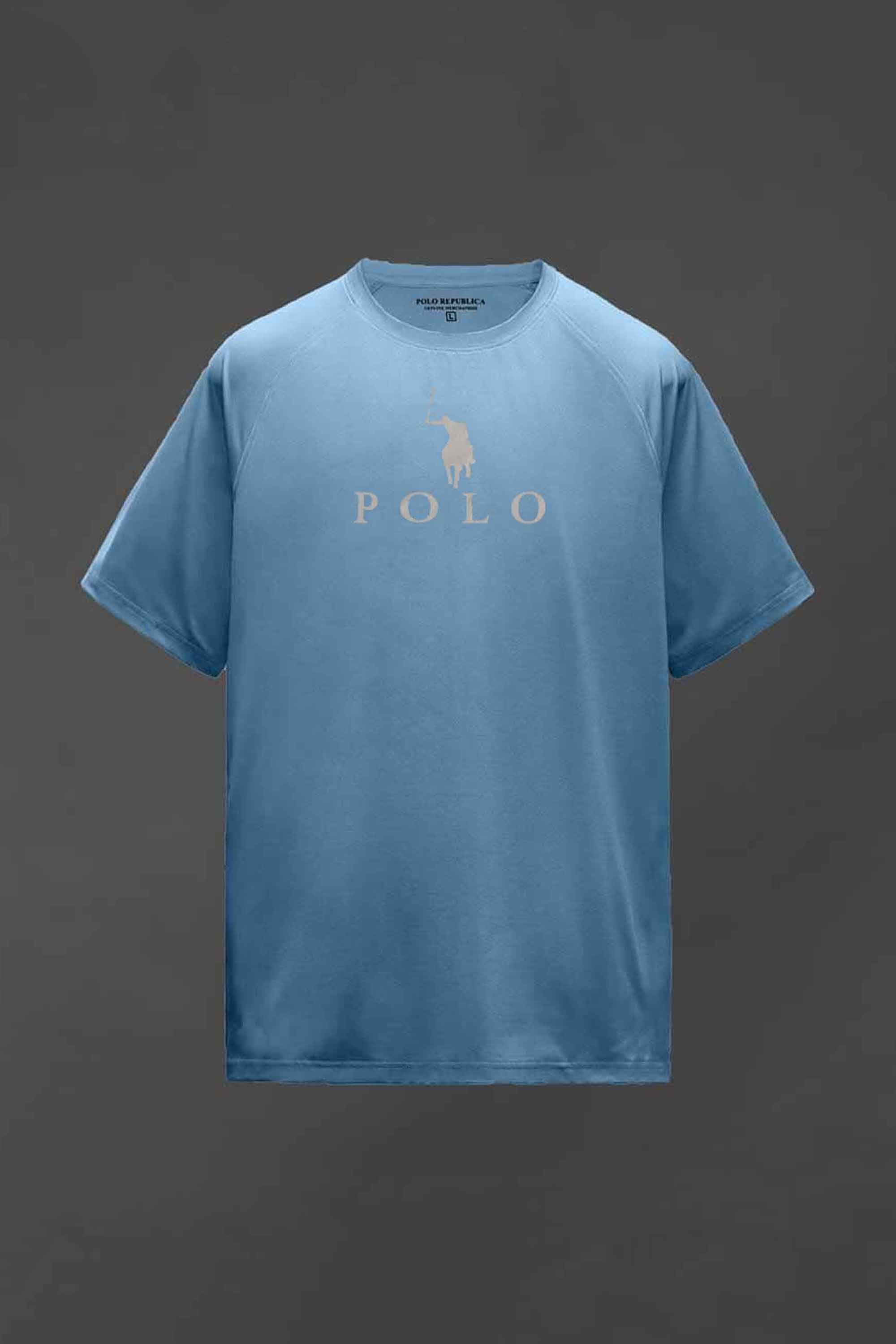 Polo Republica Men's Polo Pony & Back Stripes Activewear Tee Shirt