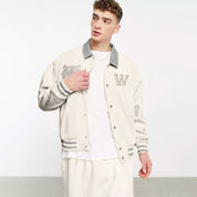 Primark Unisex Tiger Embroidered Reflective Stripes Baseball Varsity Fleece Jacket Men's Jacket HAS Apparel 