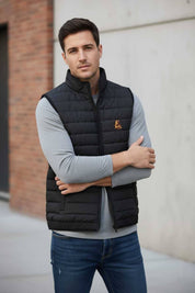 Burnt Soul Men's Wolf Embroidered Body Warmer Puffer Gilet