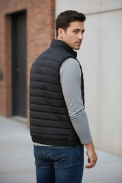 Burnt Soul Men's Wolf Embroidered Body Warmer Puffer Gilet