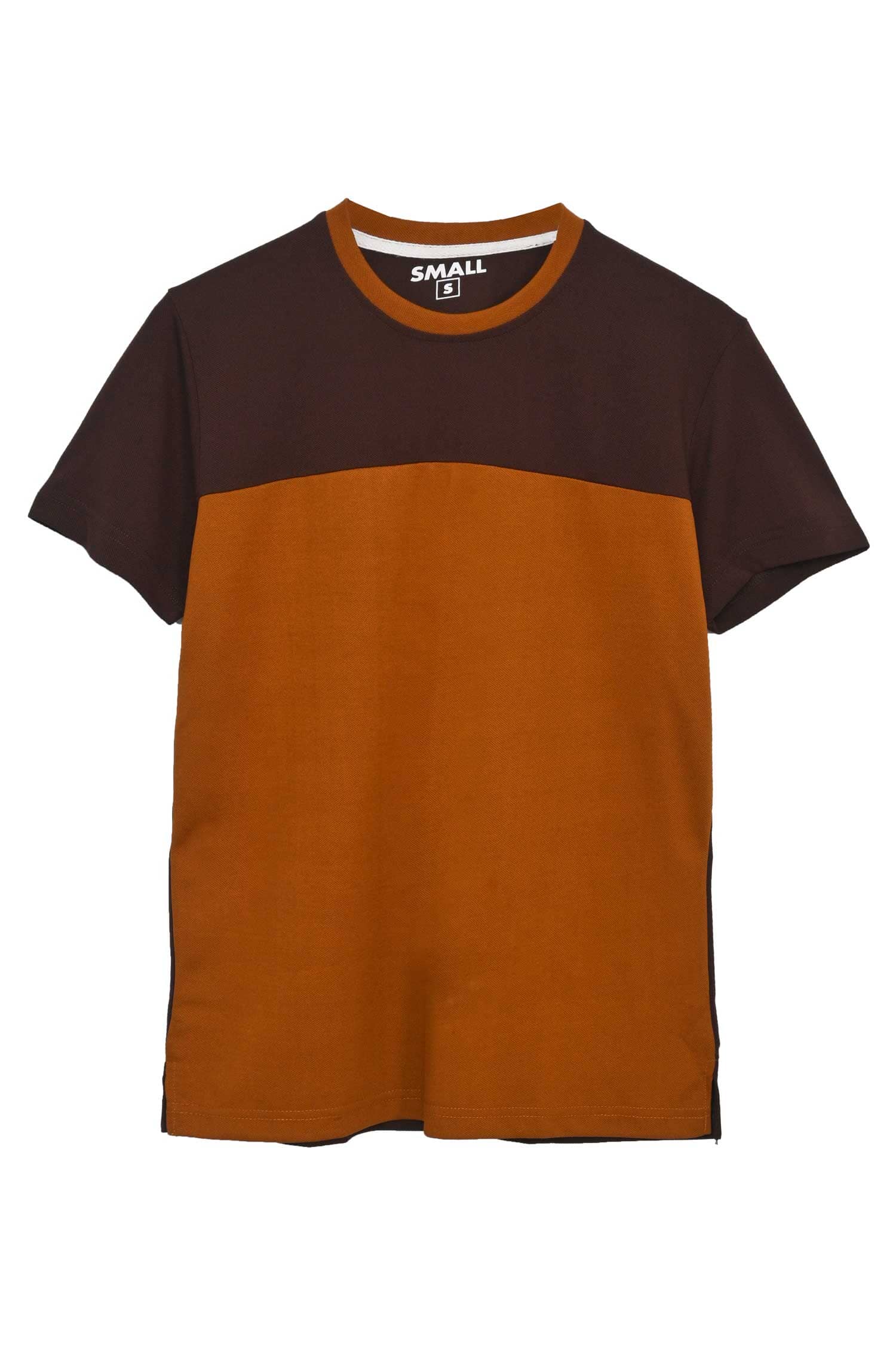 Men's Contrast Panel Style Crew Neck Tee Shirt