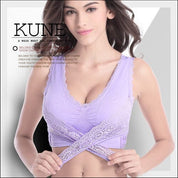 Front Cross Side Buckle Push Up Lace design Sports Bra Women's Lingerie RAM 