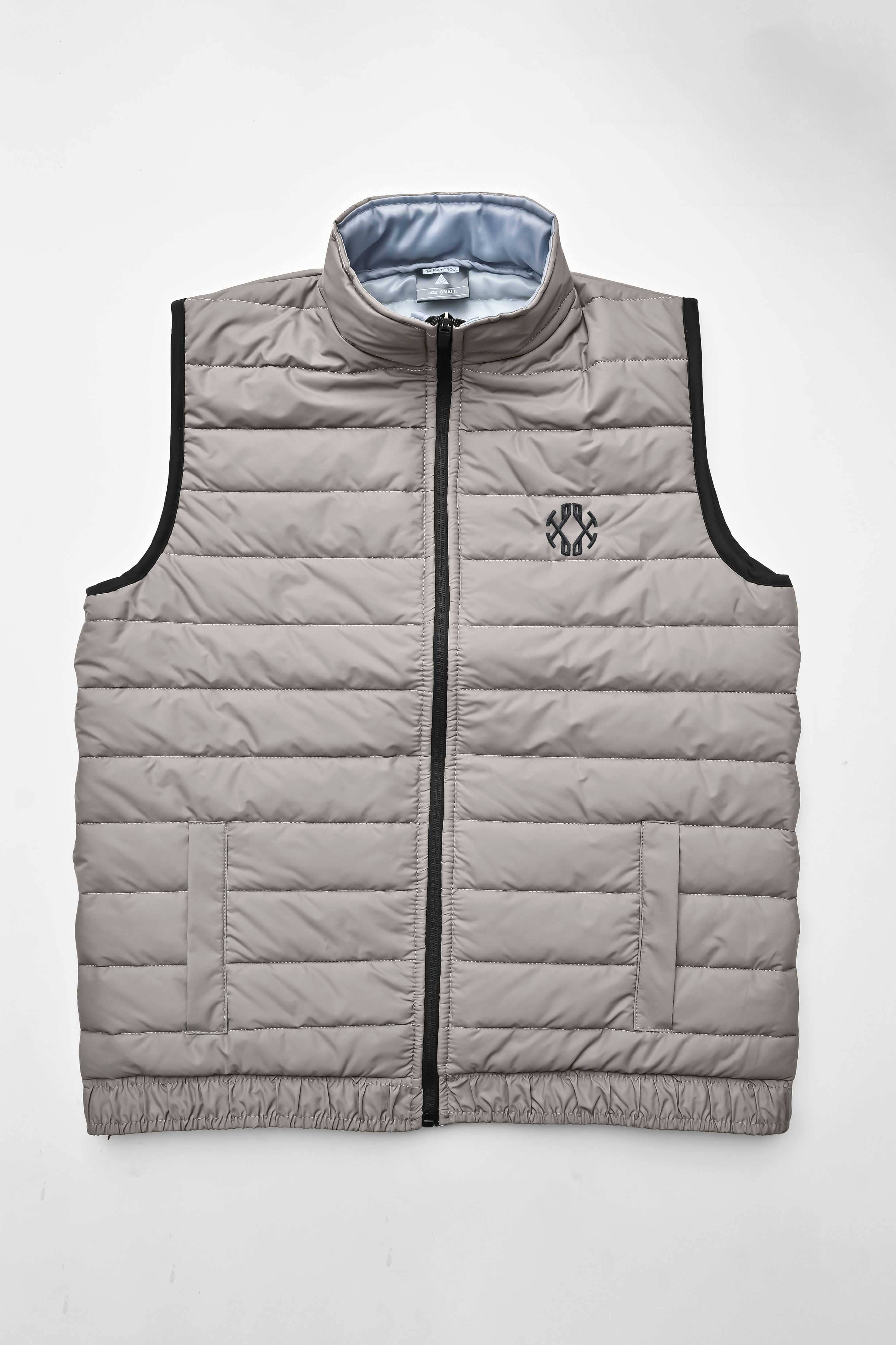 Burnt Soul Men's Leiden Embroidered Body Warmer Puffer Gilet Men's Gilet IBT 