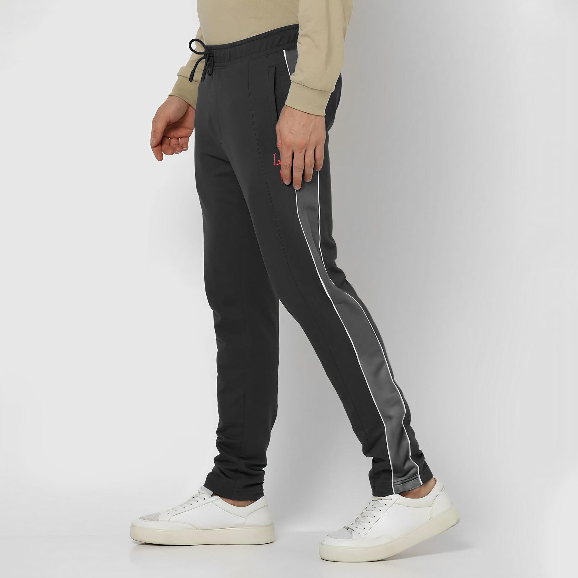 Polo Republica Men's Contrast Panel Pony Embroidered Terry Trousers Men's Trousers Polo Republica Black & Charcoal S 