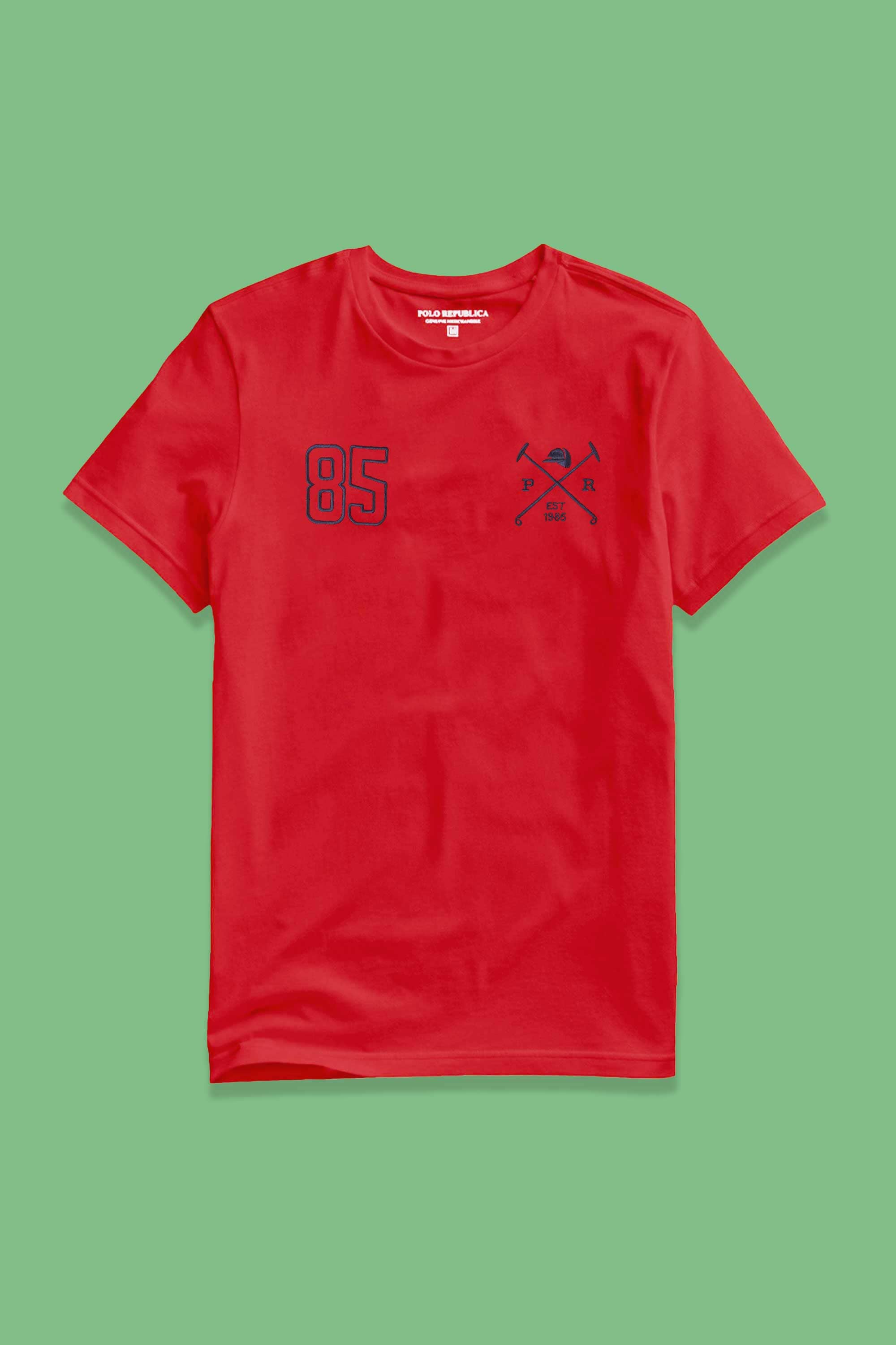 Polo Republica Men's Crossed Mallets Embroidered Crew Neck Tee Shirt Men's Tee Shirt Polo Republica 
