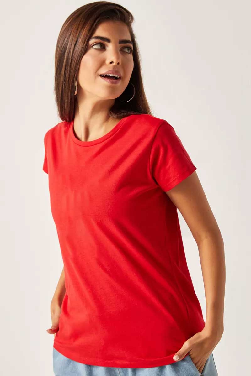 Women's Short Sleeve Round Neck Minor Fault Tee Shirt