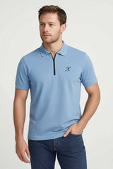 Men's Embroidered Zipper Placket Minor Fault Polo Shirt