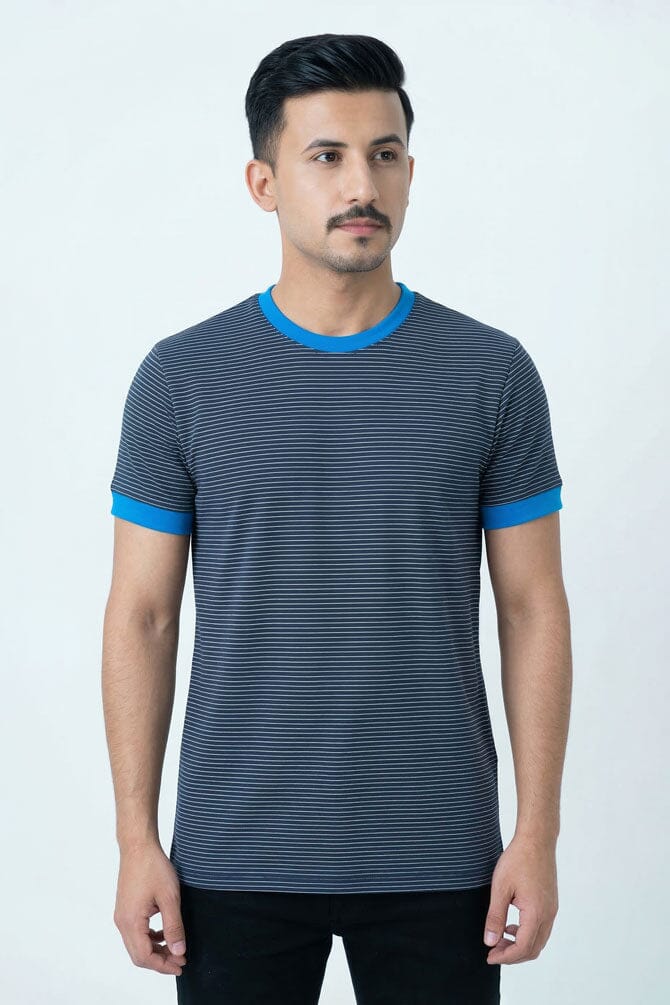 Navy & Aqua Blue Striped