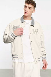 Primark Men's Tiger Embroidered Baseball Varsity Fleece Jacket Men's Jacket HAS Apparel 