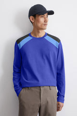 Men's Contrast Shoulder Crew Neck Tee Shirt
