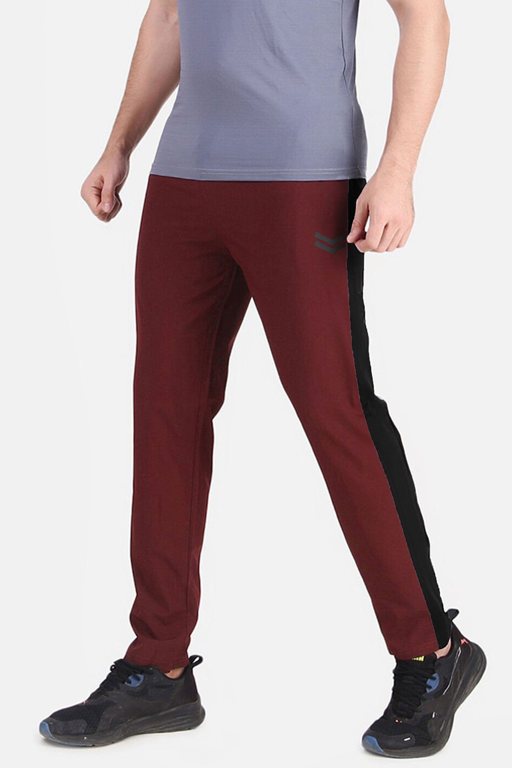Poler Men's Contrast Panel Arrow Printed Trousers Men's Trousers IBT Burgundy & Black S 