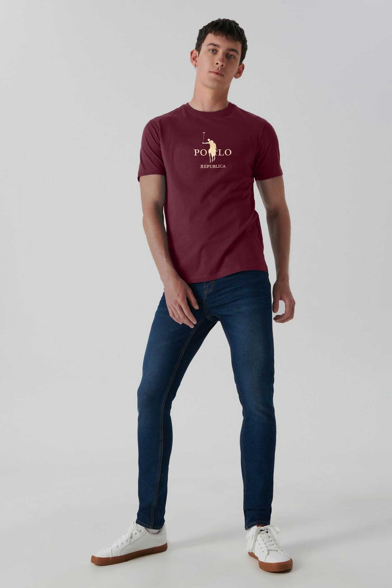 Polo Republica Men's Logo Embroidered Crew Neck Tee Shirt