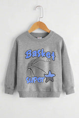 Dudy Kid's Basket Ball Printed Fleece Sweatshirt