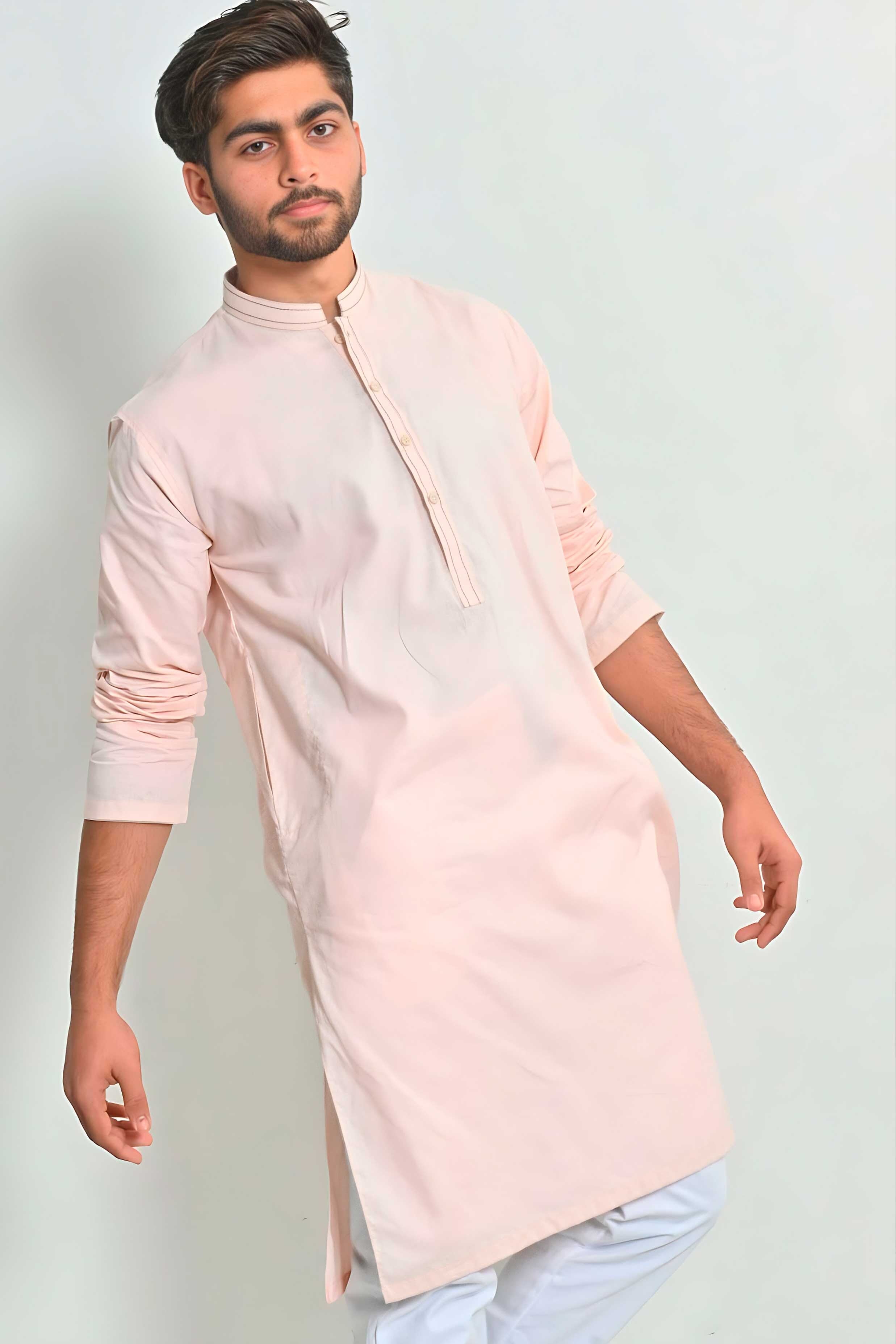 Hud Hud Men's Herstal Mandarin Collar Stitched Kurta Men's Kurta MHJ 