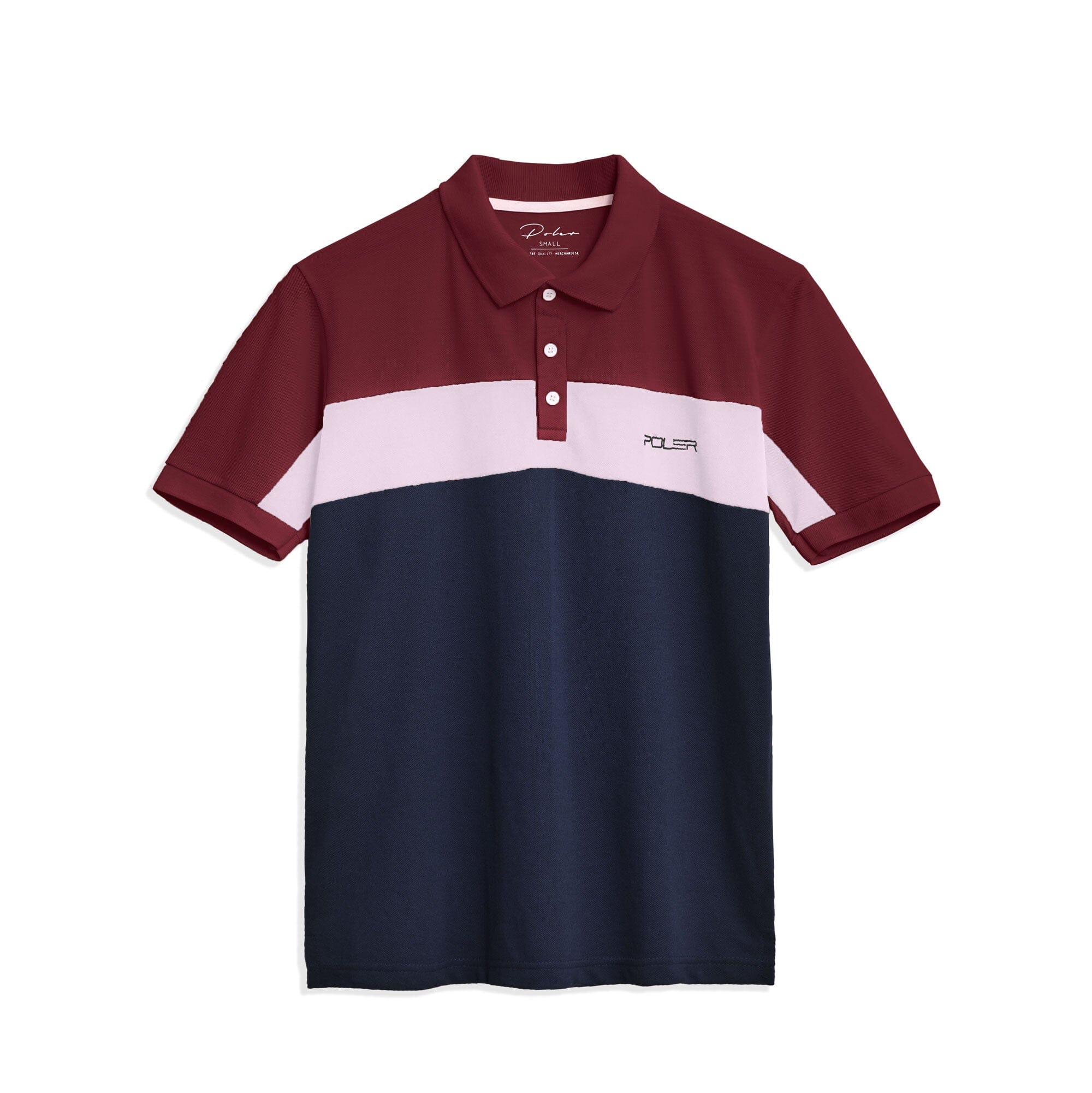 Poler Men's Panel Style Minor Fault Polo Shirt Men's Polo Shirt IBT Maroon & Navy S 
