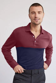 Men's Contrast Style Long Sleeve Polo Shirt Men's Polo Shirt IBT 