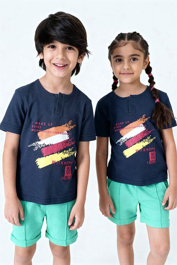 Navy & Aqua Green