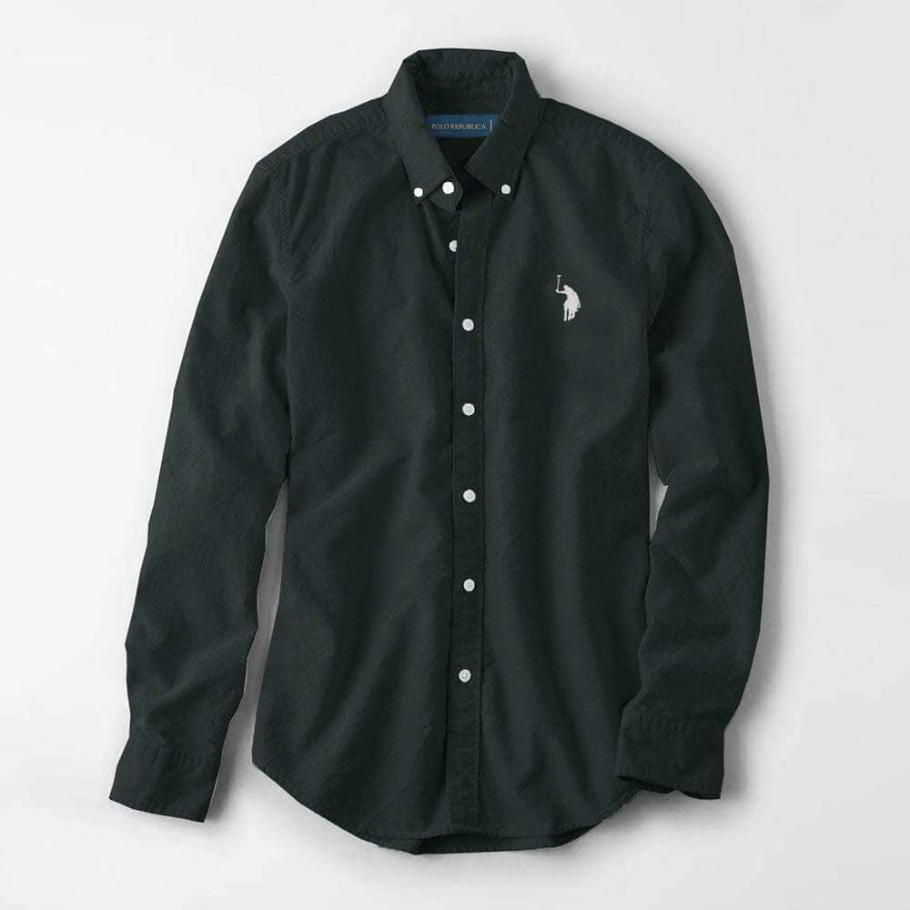 Polo Republica Men's Premium Pony Embroidered Plain Casual Shirt I Men's Casual Shirt Polo Republica Bottle Green S 