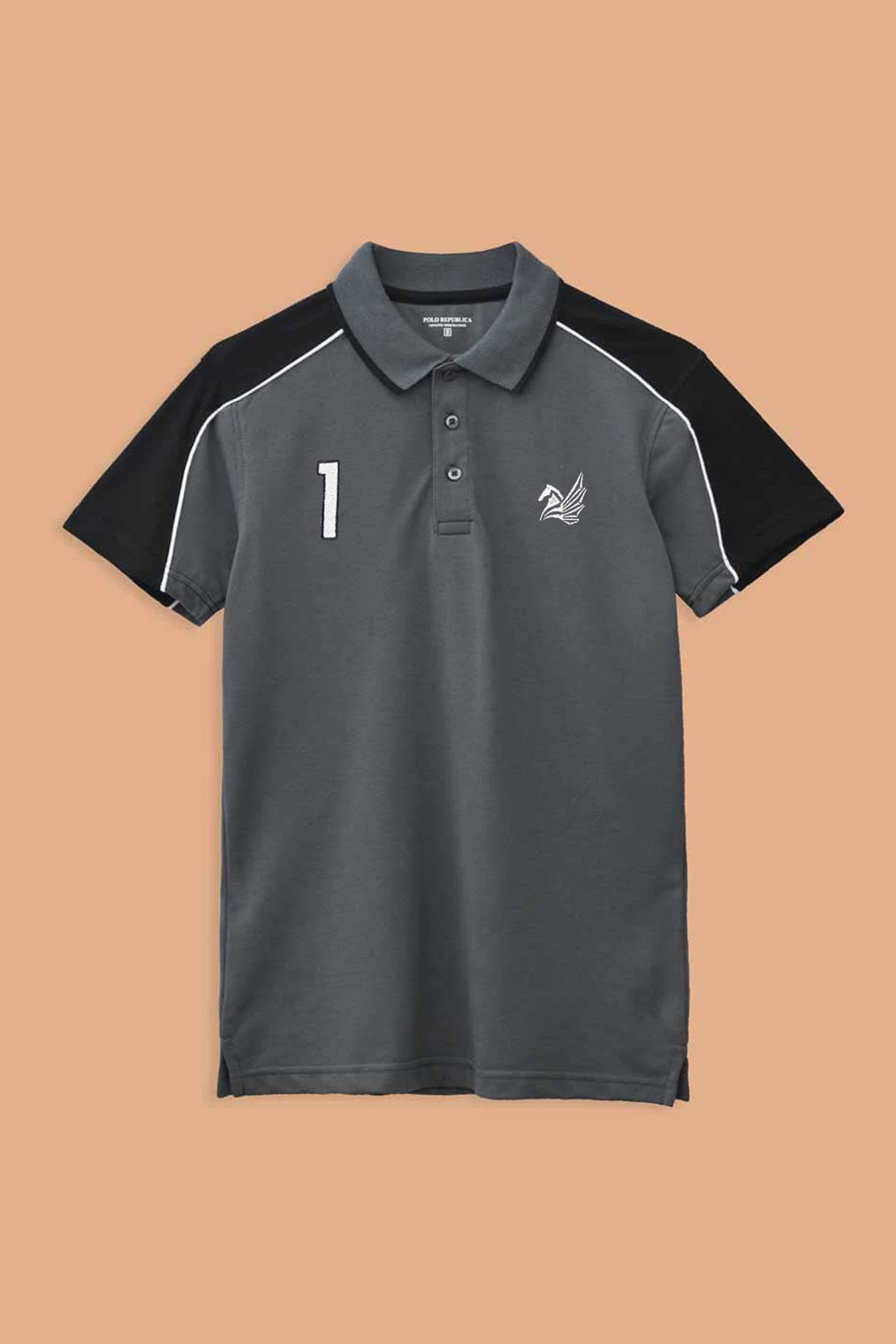 Polo Republica Men's Pegasus & 1 Embroidered Contrast Panels Polo Shirt