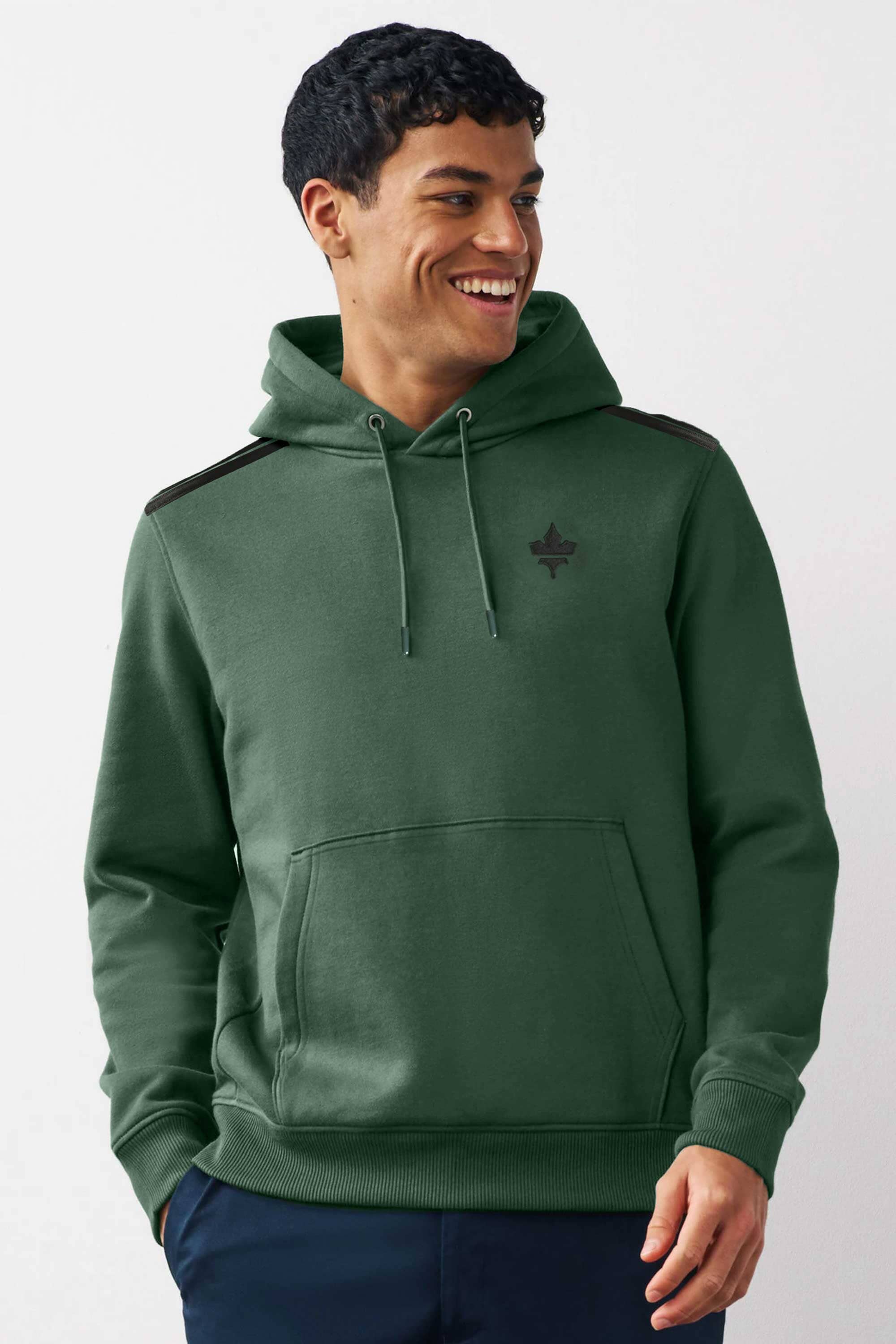 Polo Republica Men's Maple Leaf Embroidered Fleece Pullover Hoodie Men's Pullover Hoodie Polo Republica 