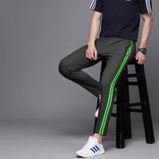 Poler Chitose Men's Super Soft Striped Trousers Charcoal & Parrot