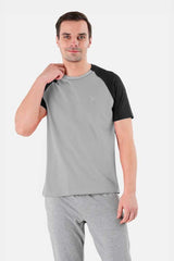 Max 21 Men's Contrast Panel Eagle Reflector Printed Tee Shirt