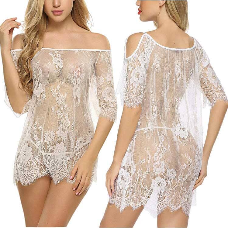 Women's Temptation Suspenders Mesh Lace Nightgown Women's Lingerie Sunshine China White S 