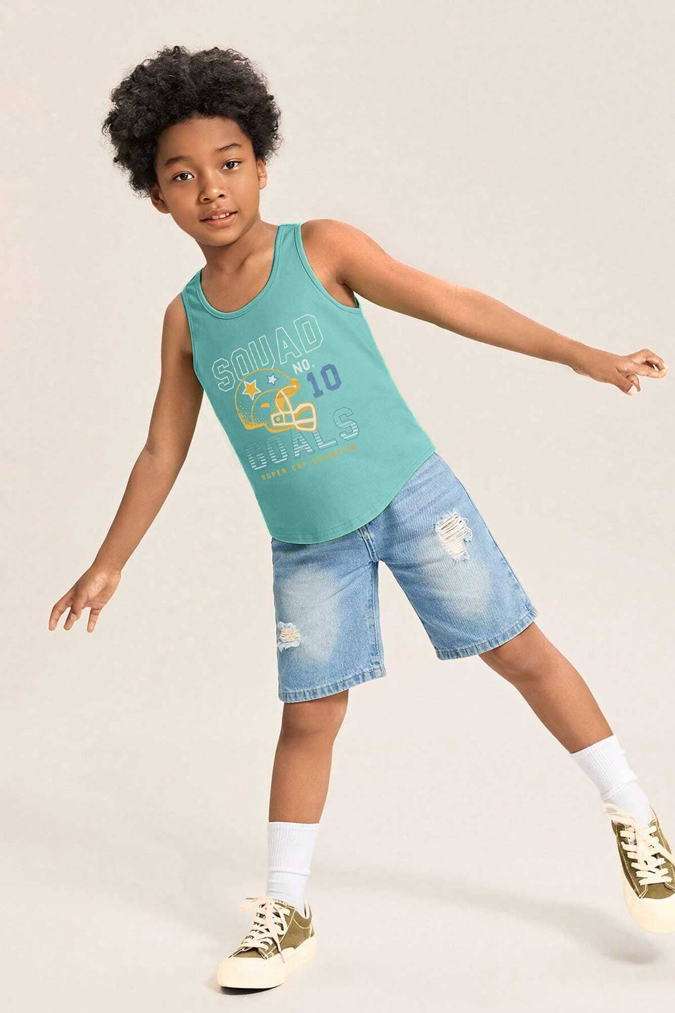 Junior Boy's Squad Goals Printed Tank Top Girl's Tee Shirt SZK 