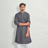 Hud Hud Men's Wavre Mandarin Collar Stitched Kurta