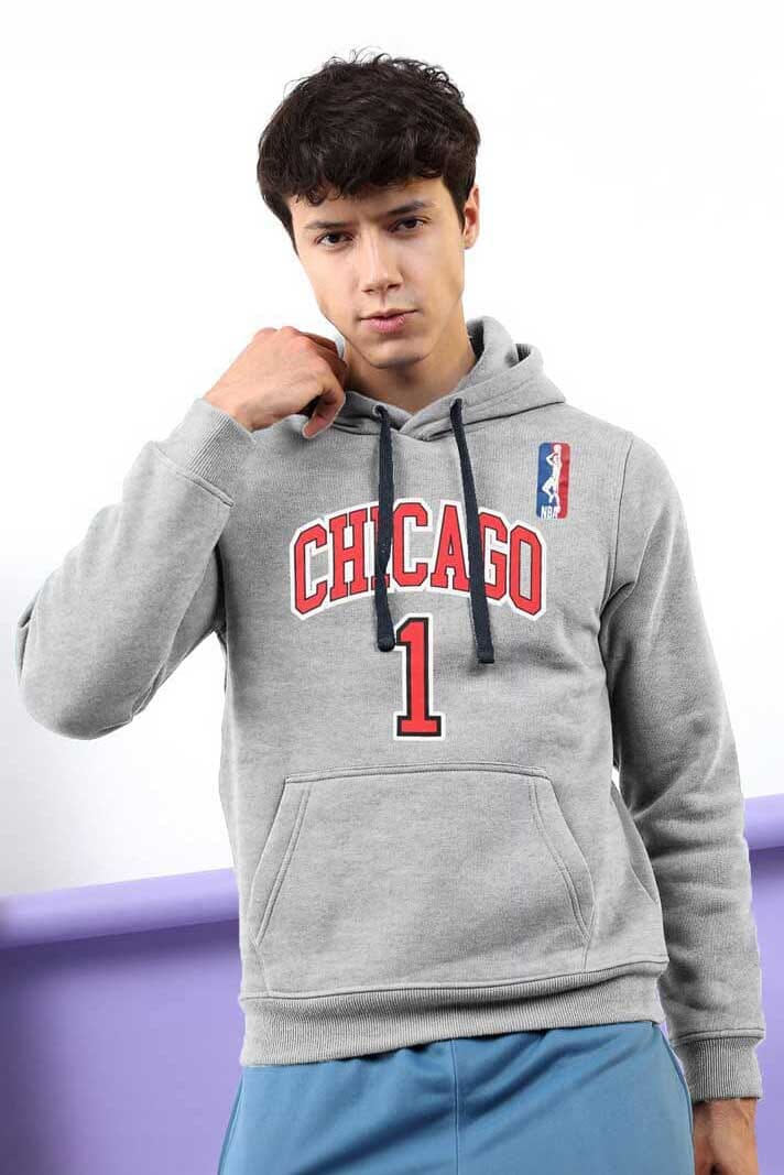 Polo Republica Men's NBA Chicago Printed Fleece Pullover Hoodie