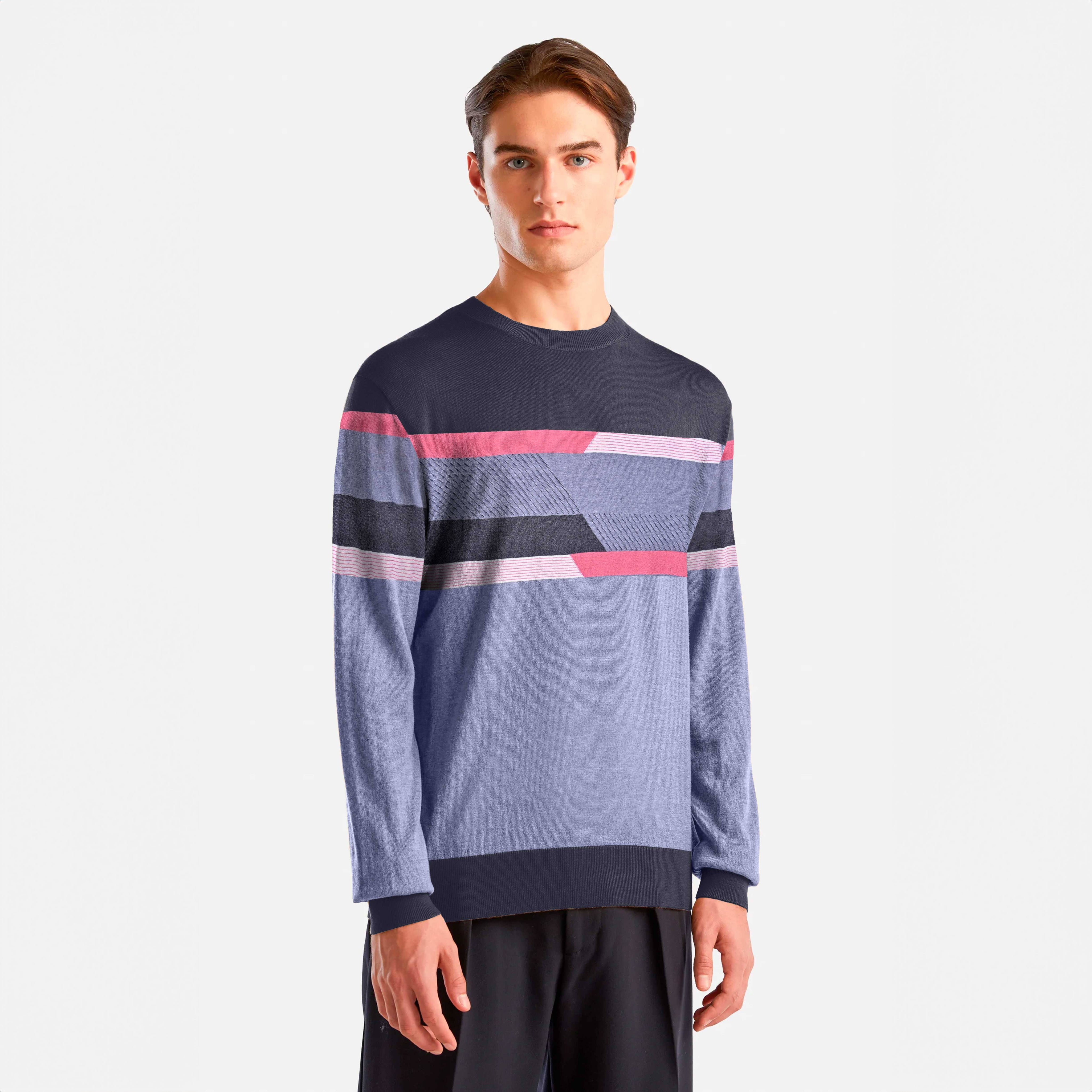 Fashion Men's Contrast Panels Design Sweater Men's Sweat Shirt First Choice 