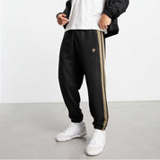 Polo Republica Men's Contrast Panel Maple Leaf Embroidered Fleece Trousers Men's Trousers Polo Republica Black & Camel S 