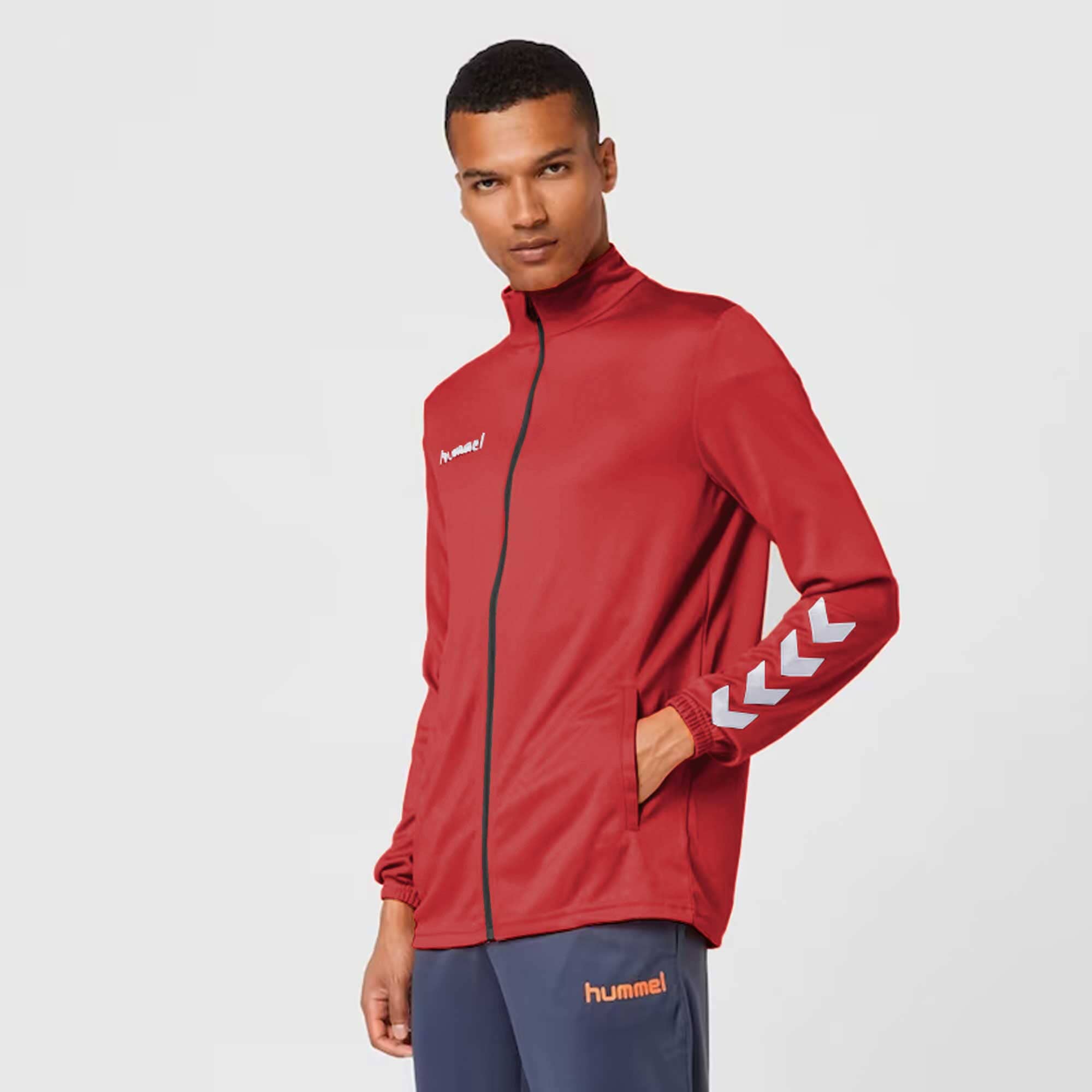 Hummel Men's Arrow Printed Activewear Zipper Sweat Jacket Men's Jacket HAS Apparel Red S 