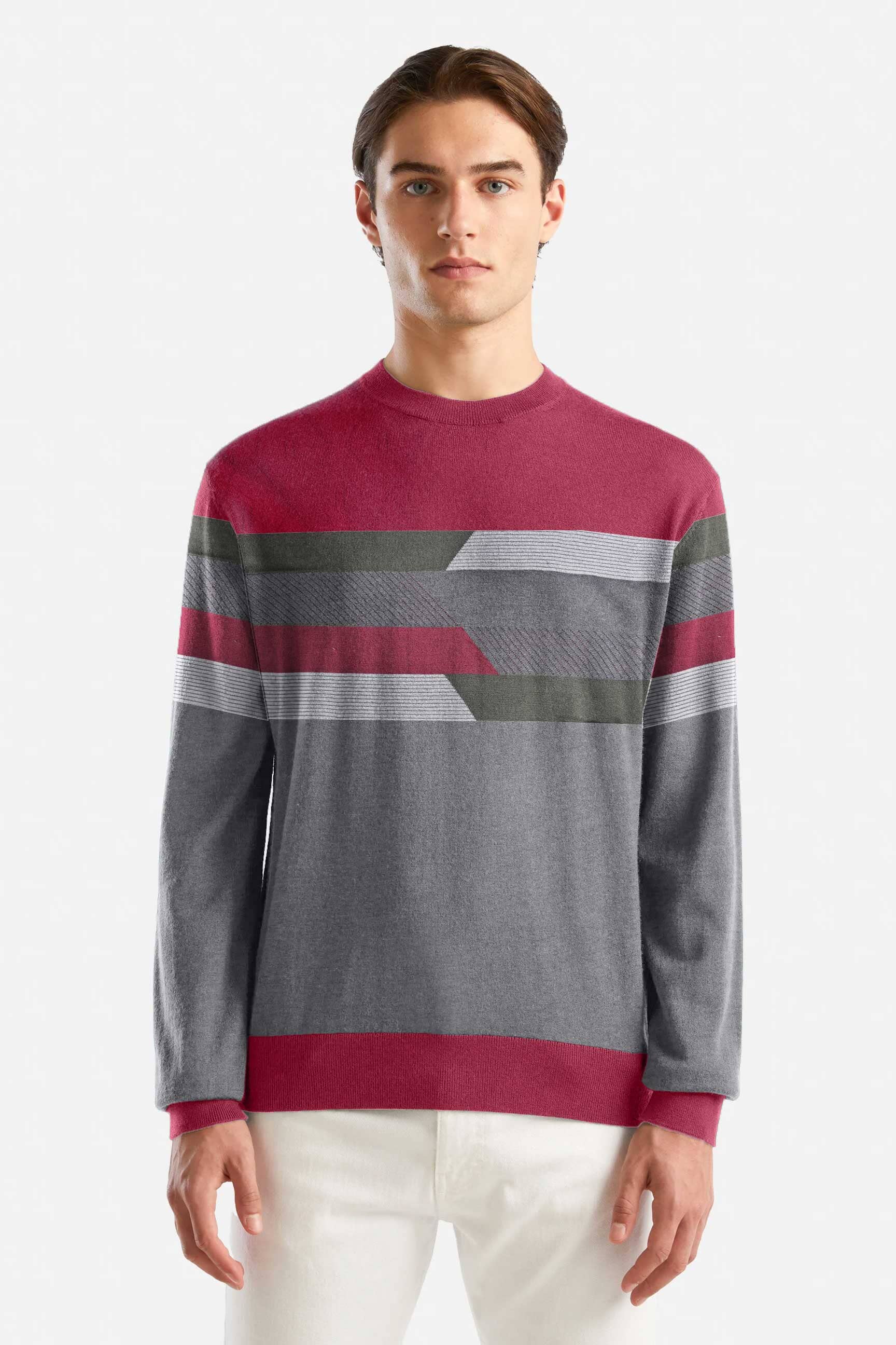 Fashion Men's Contrast Panels Design Sweater Men's Sweat Shirt First Choice 