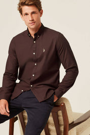 Polo Republica Men's Signature Pony Embroidered Solid Casual Shirt Men's Casual Shirt Polo Republica Chocolate S 