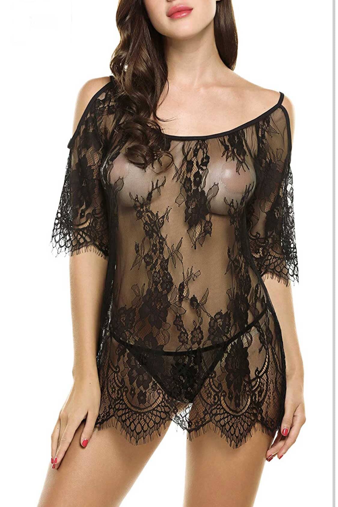 Women's Temptation Suspenders Mesh Lace Nightgown Women's Lingerie Sunshine China 